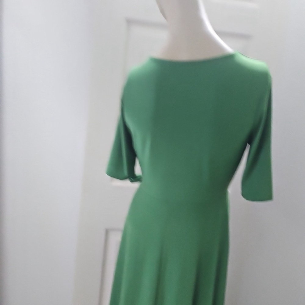 GILLI Faux Wrap V Neck Green Office Career Midi Dress Womens Size M - Picture 4 of 10